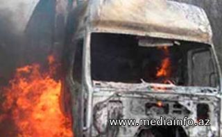 Daha bir faciəvi partlayış: ”KamAZ” yandı, sürücü öldü