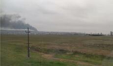 Qobu qəsəbəsinə yaxın ərazi yanır