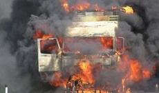 Şəmkirdə dərman preparatları daşıyan yük maşını yandı