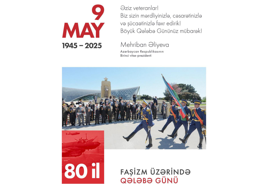 Mehriban xanım Əliyeva 9 May - Qələbə Günü münasibətilə paylaşım edib