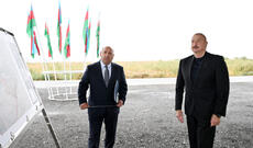 Prezident İlham Əliyev Füzuli rayonunun yeni salınacaq Qaraxanbəyli kəndinin təməlini qoyub