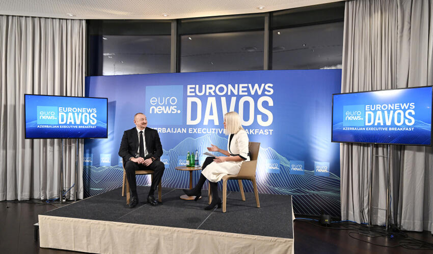 Prezident İlham Əliyev Davosda “Euronews” televiziyasına müsahibə verib