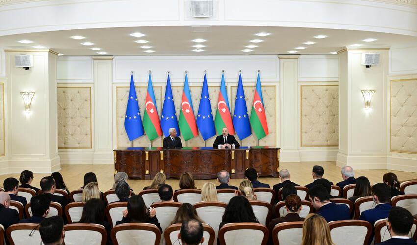 Prezident İlham Əliyev və Avropa İttifaqı Şurasının Prezidenti mətbuata bəyanatlarla çıxış ediblər