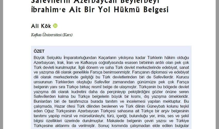 Türkiyəli alim azərbaycanlı tarixçilərə istinad etdi