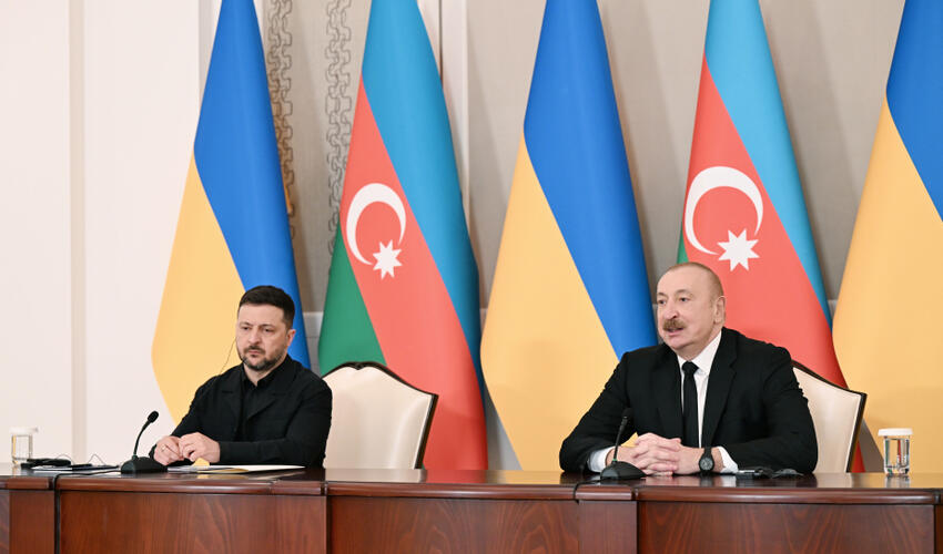 Azərbaycan və Ukrayna prezidentləri mətbuata bəyanatlarla çıxış ediblər