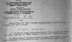 Tarixçilərin araşdırmaları nəticəsində BDU-nun tarixinə işıq salan yeni sənəd əldə edilib
