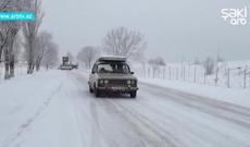 Güclü qar sürücülərə çətin anlar yaşatdı - VİDEO