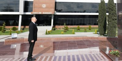 İlham Əliyev Beyləqan rayonuna səfərə gəlib