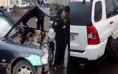 Bakıda xanım polis kapitanı qəzaya düşdü – VİDEO