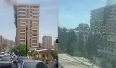 Bakının mərkəzində bina yanır – VİDEO